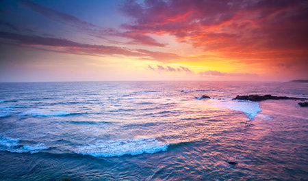 Indian ocean on sunset. Sri Lanka, Galle Fort