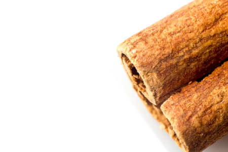 Cinnamon sticks isolated on the white backgroundの写真素材
