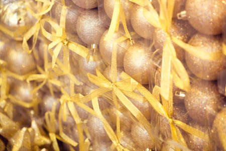 Full pack of golden Christmas balls. backgroundの写真素材