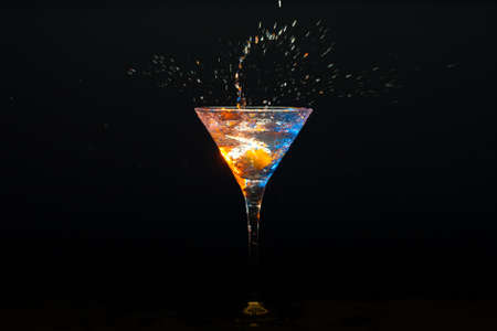 modern colourful coctail on the black backgroundの写真素材