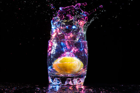 colourful coctail on the black backgroundの写真素材