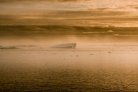 Antarctic Glacier with cavities. Beautiful winter background.