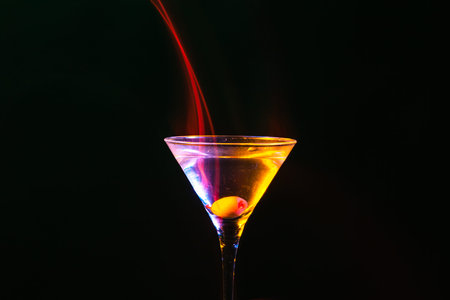 modern fresh cocktail on the black background
