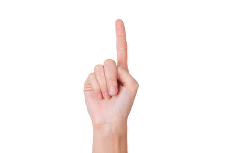 Female woman hand  isolated on the whiteの写真素材