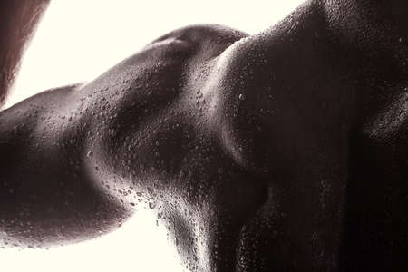 Handsome athlete on a white backgroundの写真素材