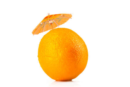 Ripe orange isolated on white backgroundの写真素材