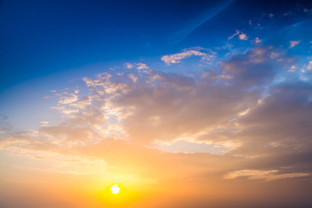 Sunset. blue sky and clouds. Beauty natural background