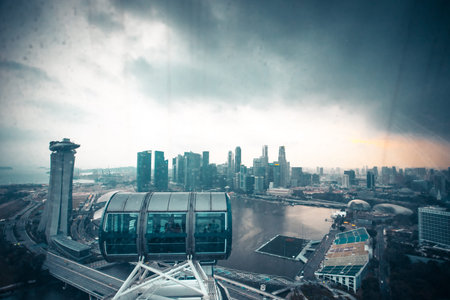 Top view from singapore flyer in day time, HDR photoのeditorial素材