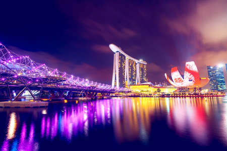 Singapore city skyline at nightのeditorial素材