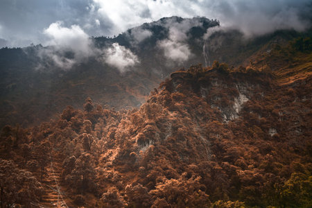 Beautiful landscape in Himalayas mountains, Annapurna area. Bright colors, pristine nature. Nepal
