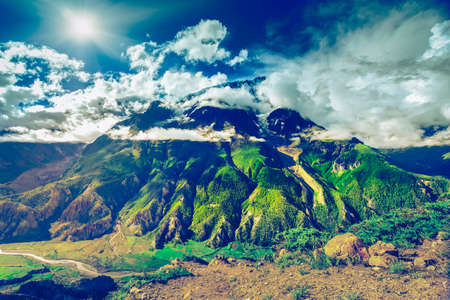 Beautiful landscape in Himalayas mountains, Annapurna area.の写真素材