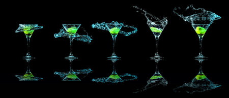Cocktail collection isolated on black backgroundの写真素材