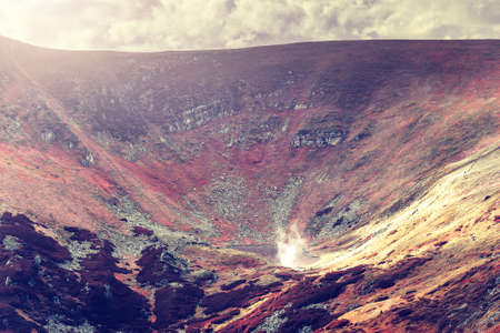 Alpine lake Brebeneckul on summer mountain ravine (Ukraine, Chornogora Ridge, Carpathian Mountains).の写真素材