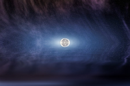 Scenic view of moon in starry and cloudy sky at night