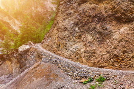 beautiful mountains landscape from stone pathway in Nepal, Annapurna trekkingの写真素材