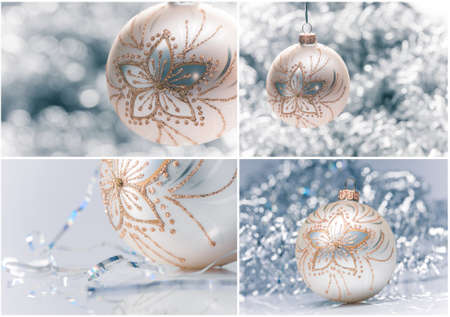 Shiny New Year Collage with Christmas balls and Decorationsの写真素材