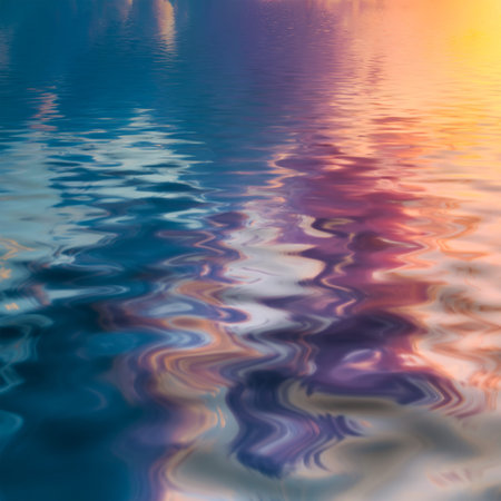 natural landscape with cloudy sky at sunset reflected in water