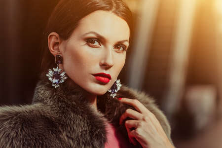 Fashion portrait of a young beautiful womanの写真素材