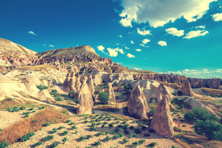 Spectacular rocks formations near Goreme, Cappadocia, Turkey