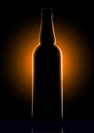 black Glass bottle on bright backgroundの写真素材