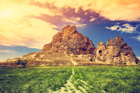 Spectacular rocks formations near Goreme, Cappadocia, Turkeyの写真素材
