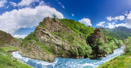 View of beautiful mountain river. Exploring Armenia