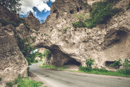 Beautiful landscape with road in mountains of Armeniaの写真素材