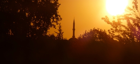 mosque silhouette landscapeの写真素材