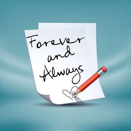 Always and forever writing on a paperのイラスト素材