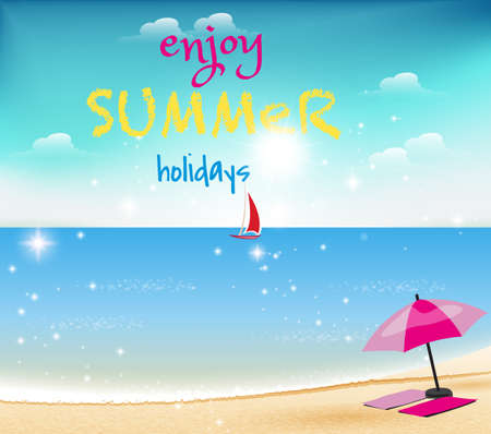 Illustration of an inviting beach scene のイラスト素材