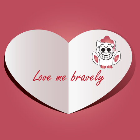 llustration of heart shape looks like paper with owlのイラスト素材