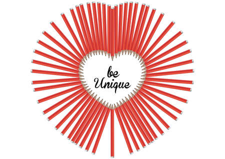 Heart with pencils  Be uniqueのイラスト素材