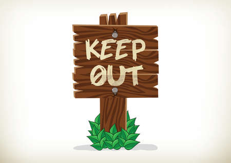Keep Out Sign on wooden signのイラスト素材