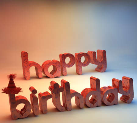 Illustration of 3d happy birthday textの写真素材