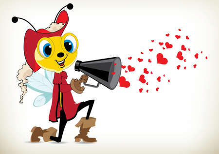 Illustration of cartoon lover muskeeter beeのイラスト素材