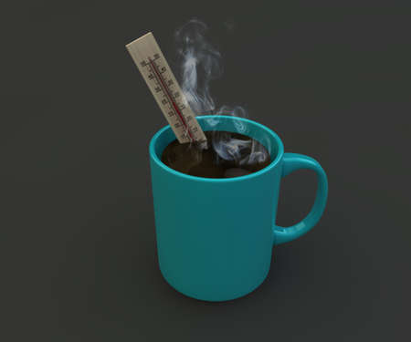 Illustration of 3d coffee mug with thermometer inside.の写真素材