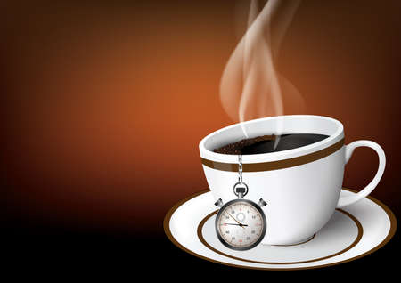 Illustration coffe cup with chronometerのイラスト素材