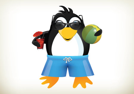 vector illustration - cartoon penguin on white backgroundのイラスト素材