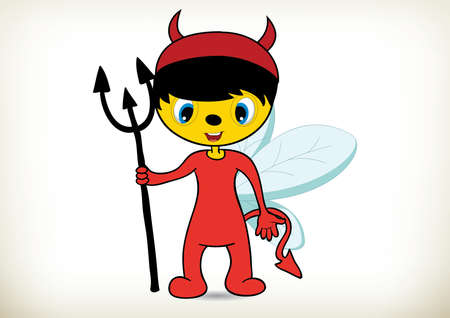 vector illustration of cartoon bee Halloween devil costumeのイラスト素材
