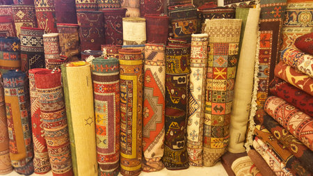 Stack of Carpets in Cappadociaの写真素材