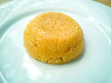 Turkish dessert semolina halva of semolinaの写真素材