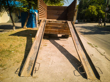 Old truck on a street, Zaporozhye, Ukraine, 21 August 2018のeditorial素材