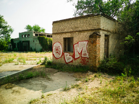 Graffiti on the old building. Zaporozhye, Ukraine, 22 August 2018.
