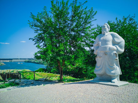 Historical places of fortified settlement ukrainian cossacks in Khortytsya Island, Zaporozhye,...