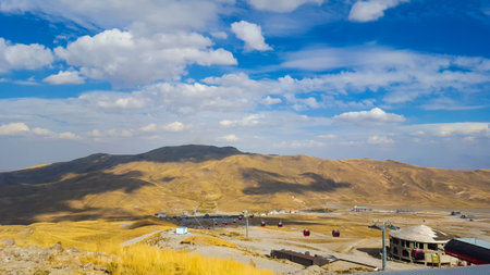 Aerial ski-lift at Mount Erciyes in central Anatolia, Kayseri, Turkey. 27 September, 2015.