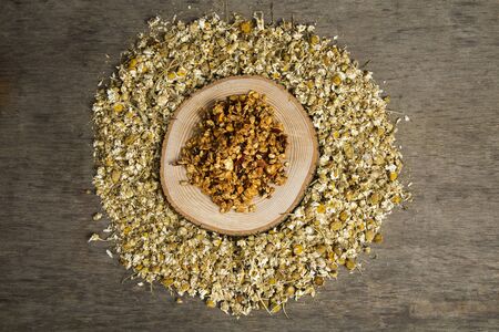Granola and flowersの写真素材