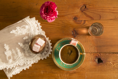 turkish coffee on the tableの写真素材