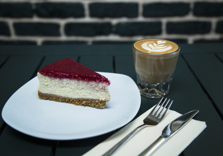 latte and cheese cakeの写真素材