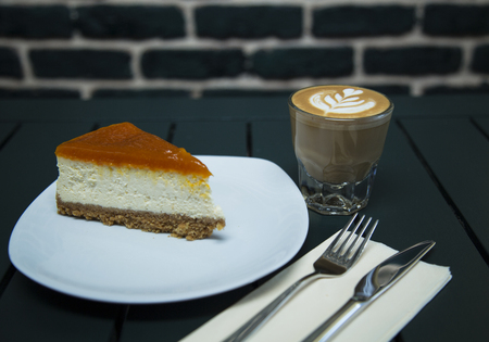 latte and cheese cakeの写真素材