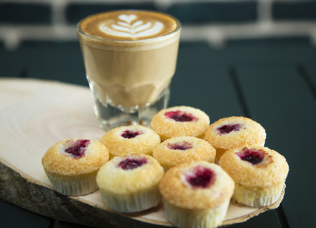 latte and cakeの写真素材